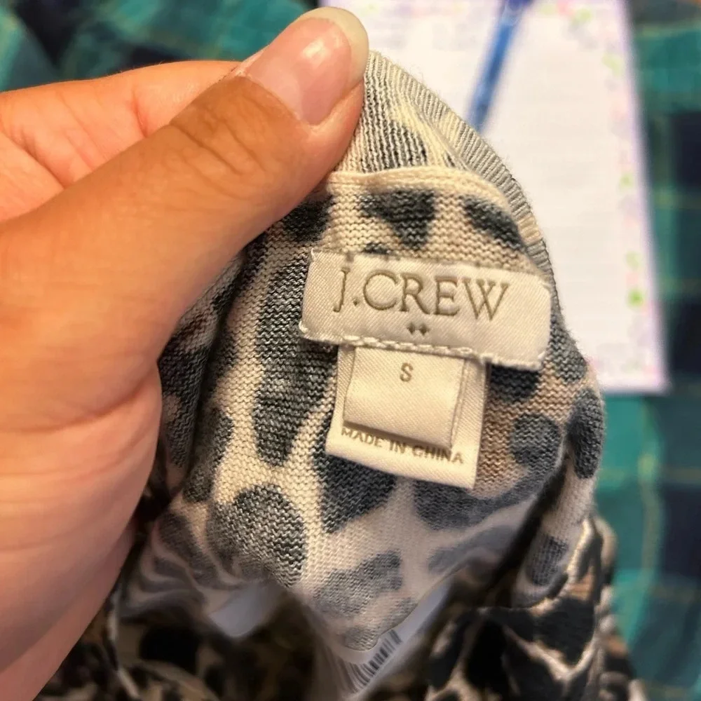 J.Crew Animal Print Teddie Cotton Sweater